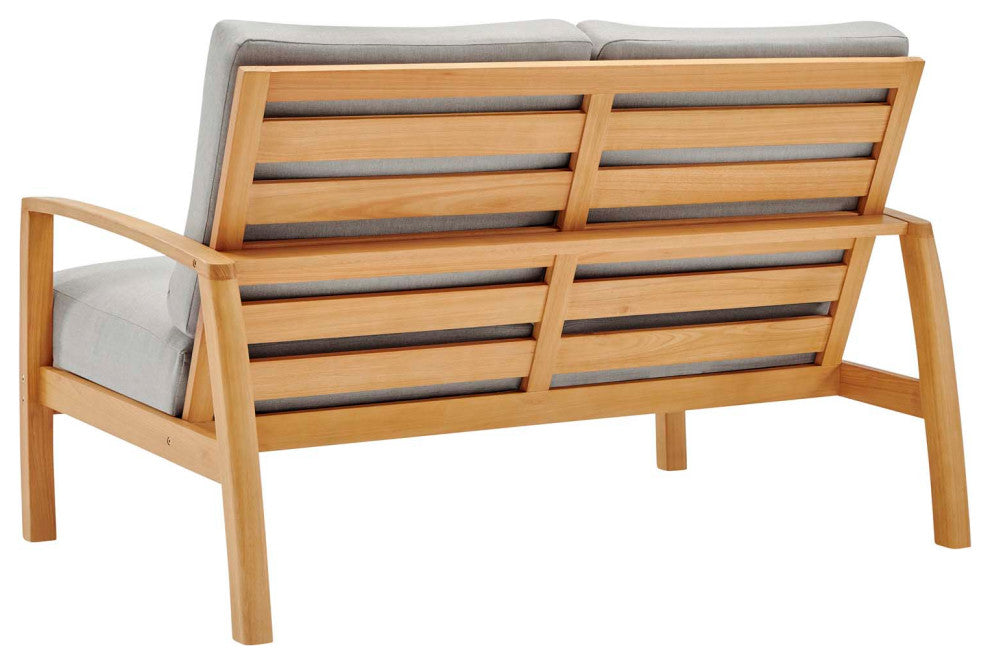 Lounge Sectional Sofa Chair Set, Wood, Brown Natural Gray, Modern, Outdoor