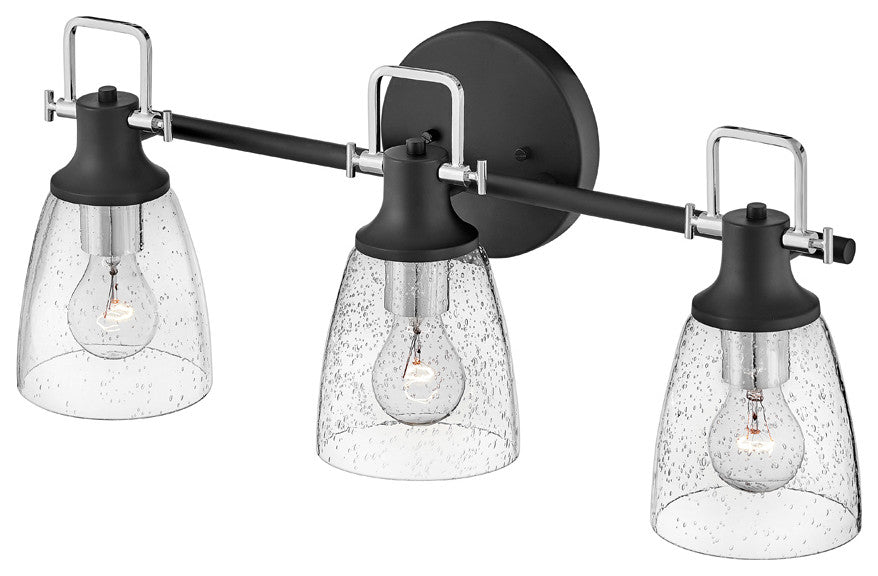 Hinkley Easton 24" Three Light Bath Vanity Fixture, Black + Chrome