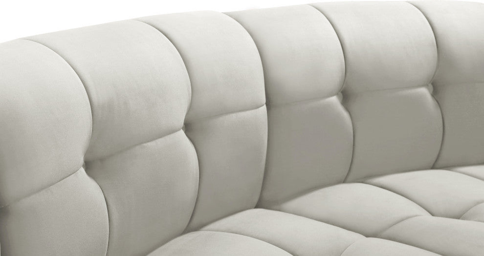 Limitless Velvet Upholstered 2-Piece Modular Sectional, Cream