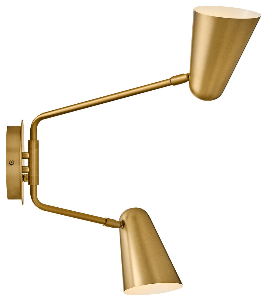 Lark Birdie 22.75" Two Light Sconce, Matte White + Lacquered Brass