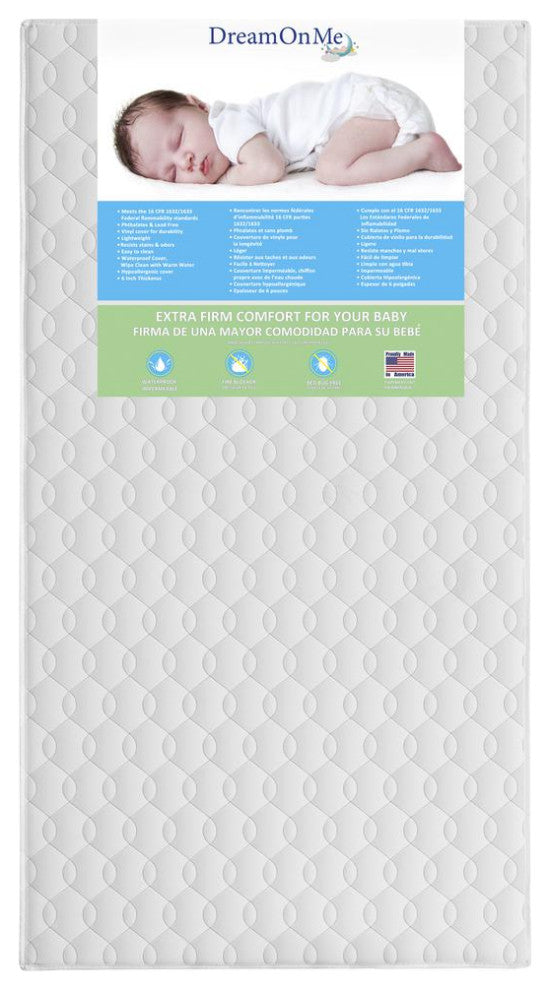 Dream On Me Carousel 6 Inch Full Size Firm Foam Crib and Toddler Bed Mattress