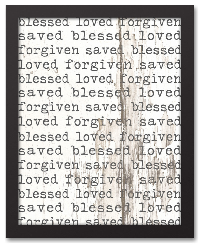 Distressed Religious Words 11x14 Black Framed Canvas