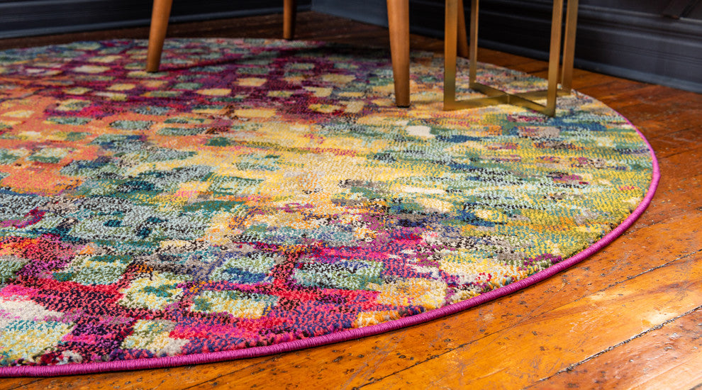 Unique Loom Multicolored Jardin Ivy 6' 0 x 6' 0 Round Rug