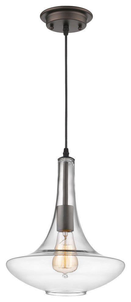 Leah 1-Light Rubbed Bronze Ceiling Mini Pendant 10"