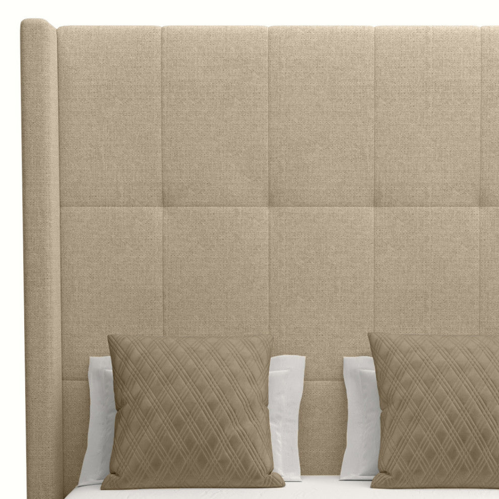 Nativa Interiors Aylet Tufted Bed, Flax, Queen, High Headboard