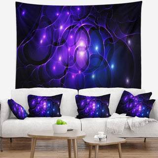 Blue Fractal Space Circles Abstract Wall Tapestry, 60"x50"