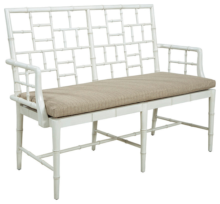 Belleville Mahogany Upholstered Settee, Cream