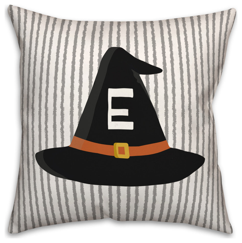 Halloween Monogram Hat E 18x18 Spun Poly Pillow
