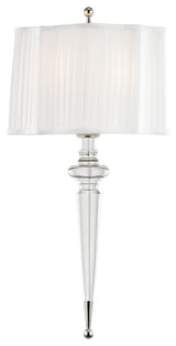 Tipton 2-Light Pleated Wall Sconce, Polished Nickel Finish, White Linen Shade