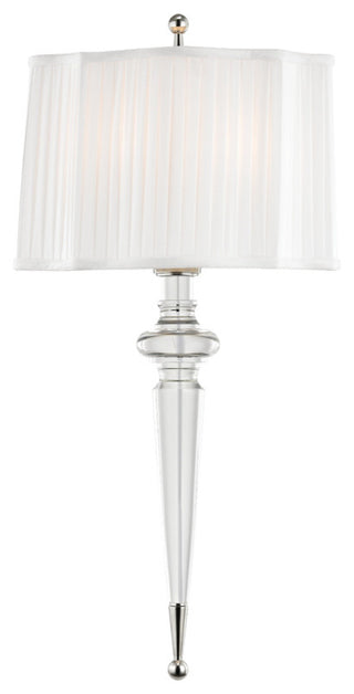 Tipton 2-Light Pleated Wall Sconce, Polished Nickel Finish, White Linen Shade