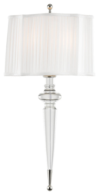 Tipton 2-Light Pleated Wall Sconce, Polished Nickel Finish, White Linen Shade
