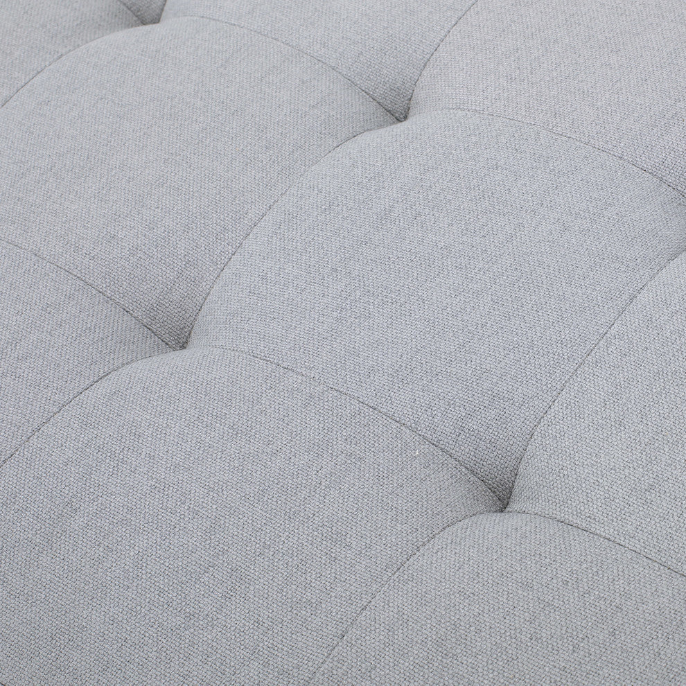 GDF Studio Guernsey Contemporary Tufted Fabric Storage Ottoman Bench, Light Gray