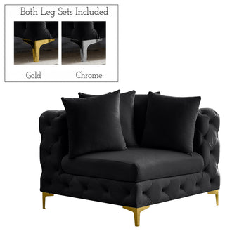 Tremblay Velvet Upholstered Corner Chair, Black