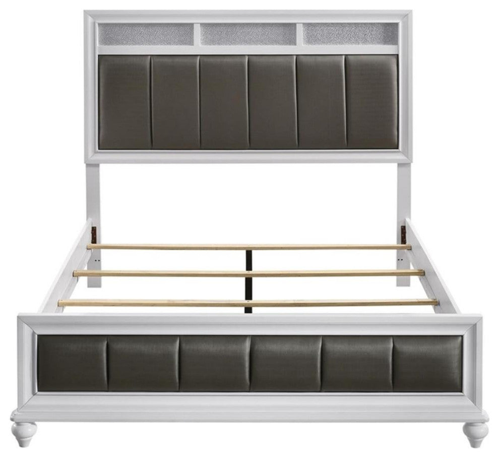 Coaster Barzini Wood California King Upholstered Panel Bed in White and Gray