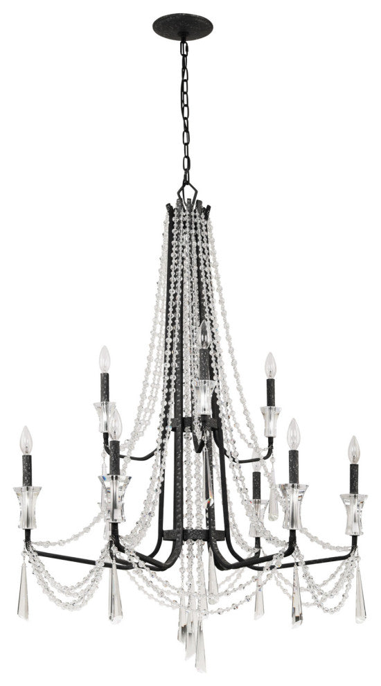 Varaluz 270C09 Barcelona 9 Light 35"W Crystal Chandelier - Onyx