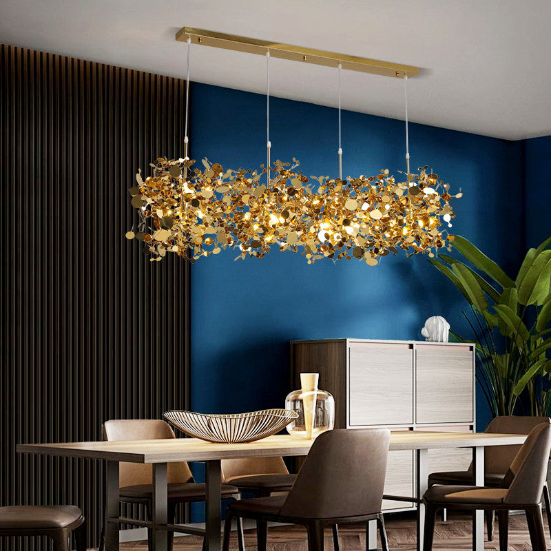 MIRODEMIÂ® Villeneuve-d'Entraunes | Nordic Chandelier in a Modern Style, Golden, 4 Heads, Neutral Light
