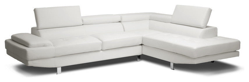 Selma White Leather Modern Sectional Sofa