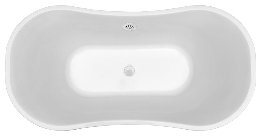 68" Streamline NPT9201WH Soaking Freestanding Tub With External Drain