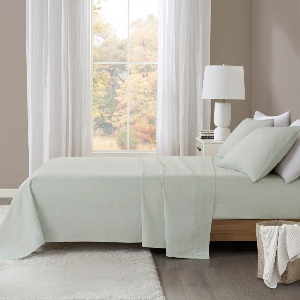 Beautyrest Oversized Flannel 4 Piece Sheet Set, Seafoam Solid