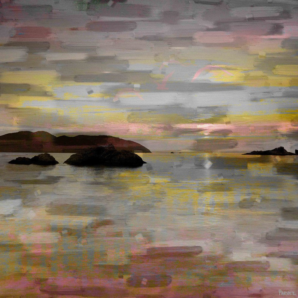 "Pastel Lake" Painting Print on Wrapped Canvas, 32"x32"