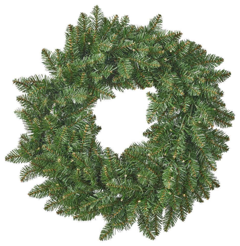 24" Norway Spruce Pre-Lit Warm White LED Artificial Christmas Wreath, Green