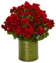 Nearly Natural Geranium Artificial Plant in Metal Planter UV Resistant Red