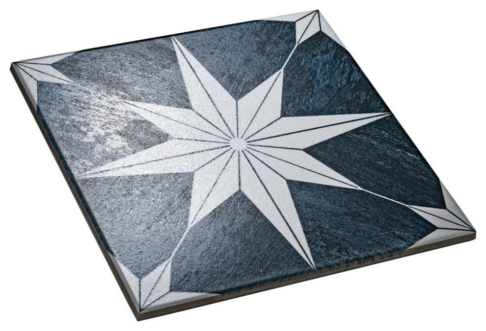 Cassis Stella Porcelain Floor and Wall Tile, Black Night