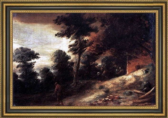 Adriaen Brouwer Twilight Landscape Framed Premium Canvas Print, 18"x27"