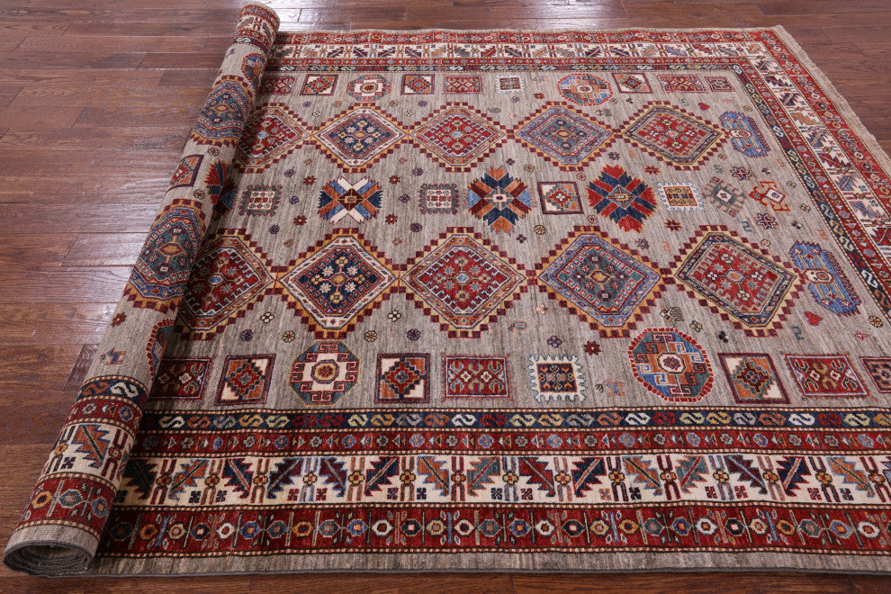 6' 9" X 9' 11" Super Kazak Hand-Knotted Wool Rug Q5814