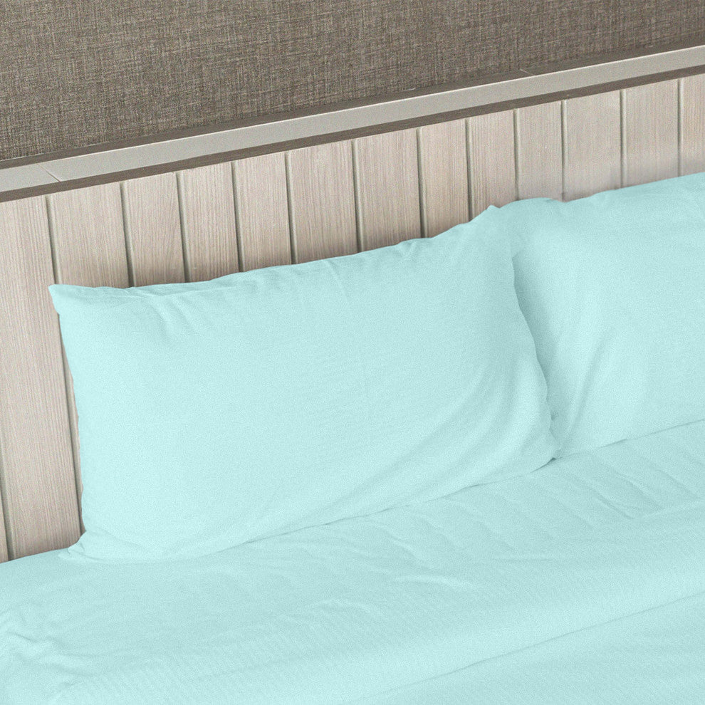 Egyptian Cotton Feel Coolest Soft, 4-Piece Sheet Deep Pockets, Aqua, King/Cal Ki