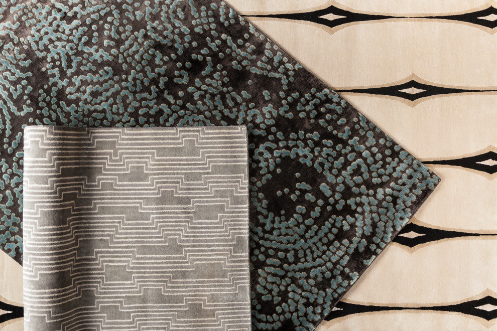 Surya Shibui SH-7413 4'x6' Rug, Denim/Dark Brown/Taupe