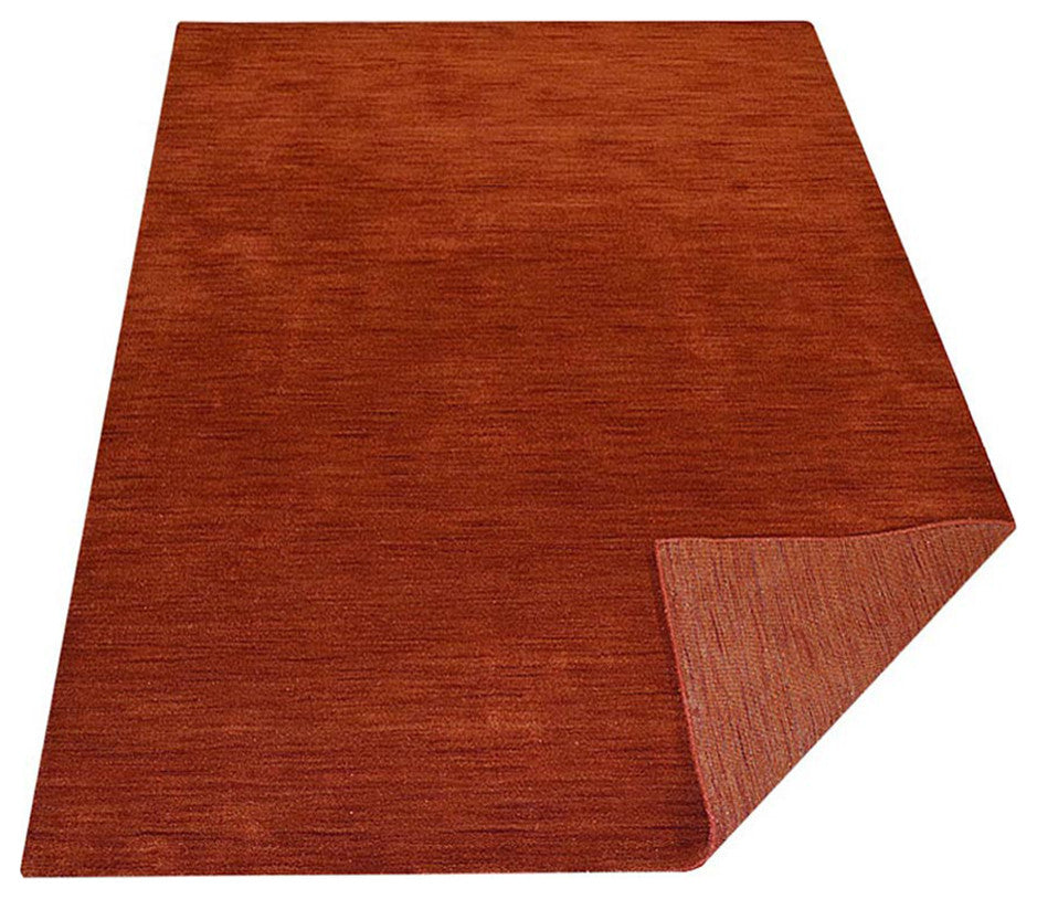 Hand Knotted Loom Wool Area Rug Solid Light Red, [Rectangle] 4'6''x6'6''