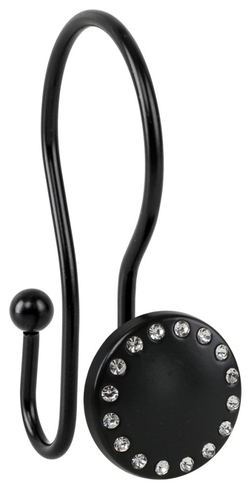 Utopia Alley Shower Hooks - Double Shower Curtain Rings for Bathroom, Set of 12, Black