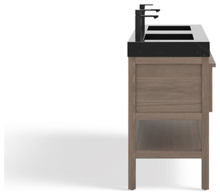 Shoji Bath Vanity, Chestnut Oak, 60", Double Sink, Freestanding