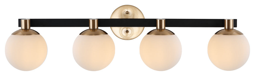 Modernist Globe Metal/Frosted Glass LED Vanity, 4-Light