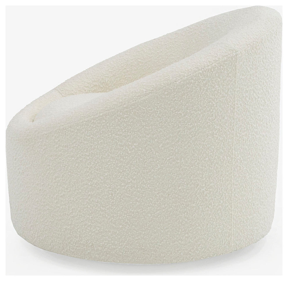 Modrest Frontier Glam White Fabric Accent Chair