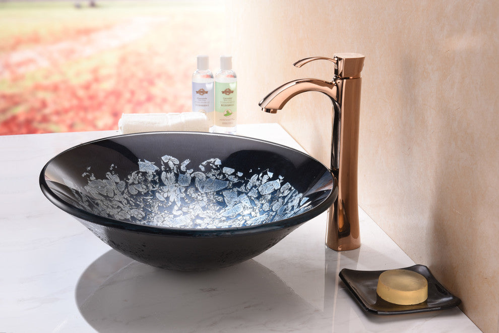 Chrona Series Vessel Sink, Silver Burst