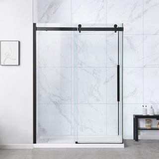 Bel Soft-Close Matte Black 60" Frameless Sliding Soft Close Shower Door