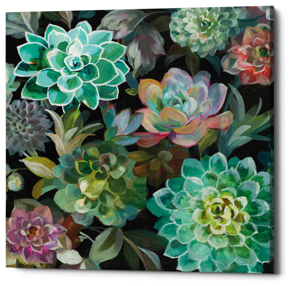 Epic Graffiti "Floral Succulents v2 Crop" by Danhui Nai Giclee Canvas, 26"x26"