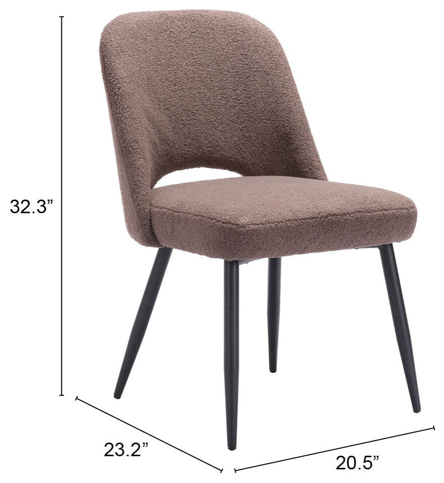 Dining Chair, Set of 2, Steel Metal, Fabric, Brown, Black, Kitchen Cafe Bistro