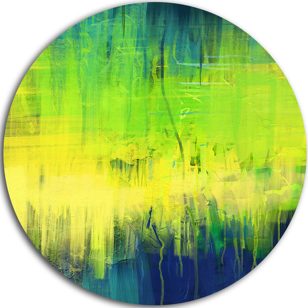 Green Blue Fusion, Abstract Disc Metal Artwork, 11"