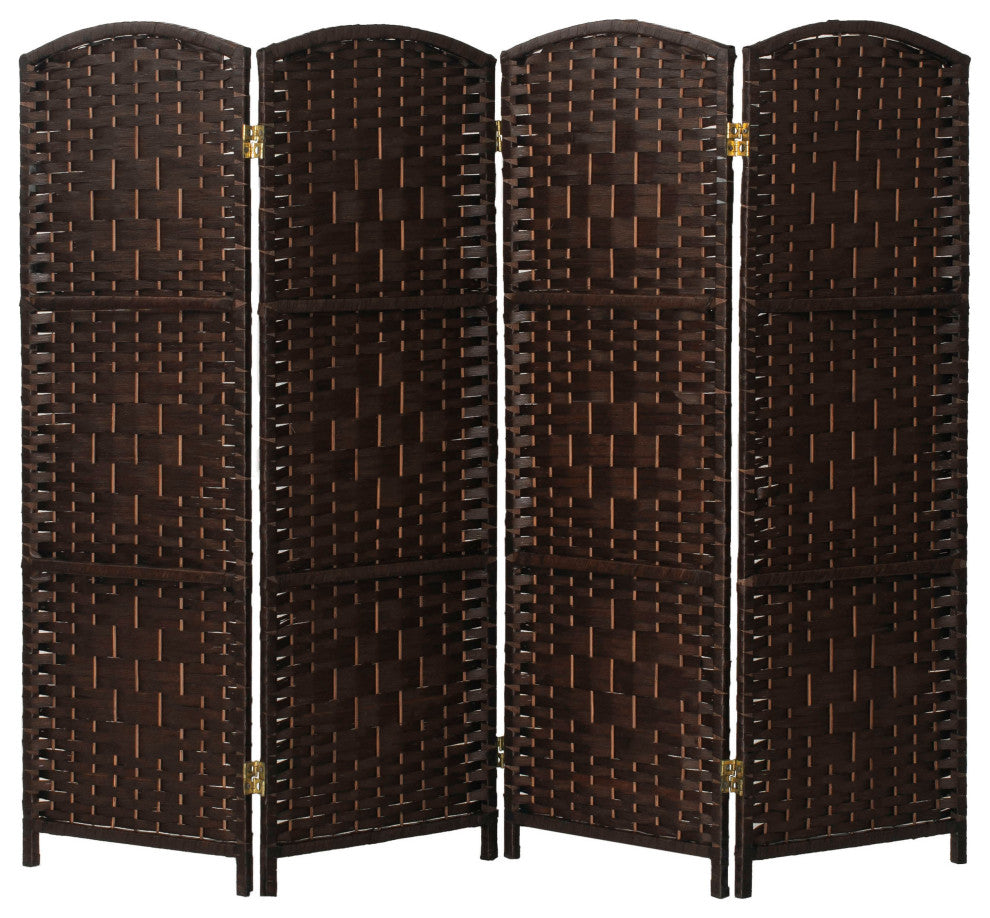 4 ft. Short Diamond Weave Fiber Room Divider Dark Mocha 4 Panel
