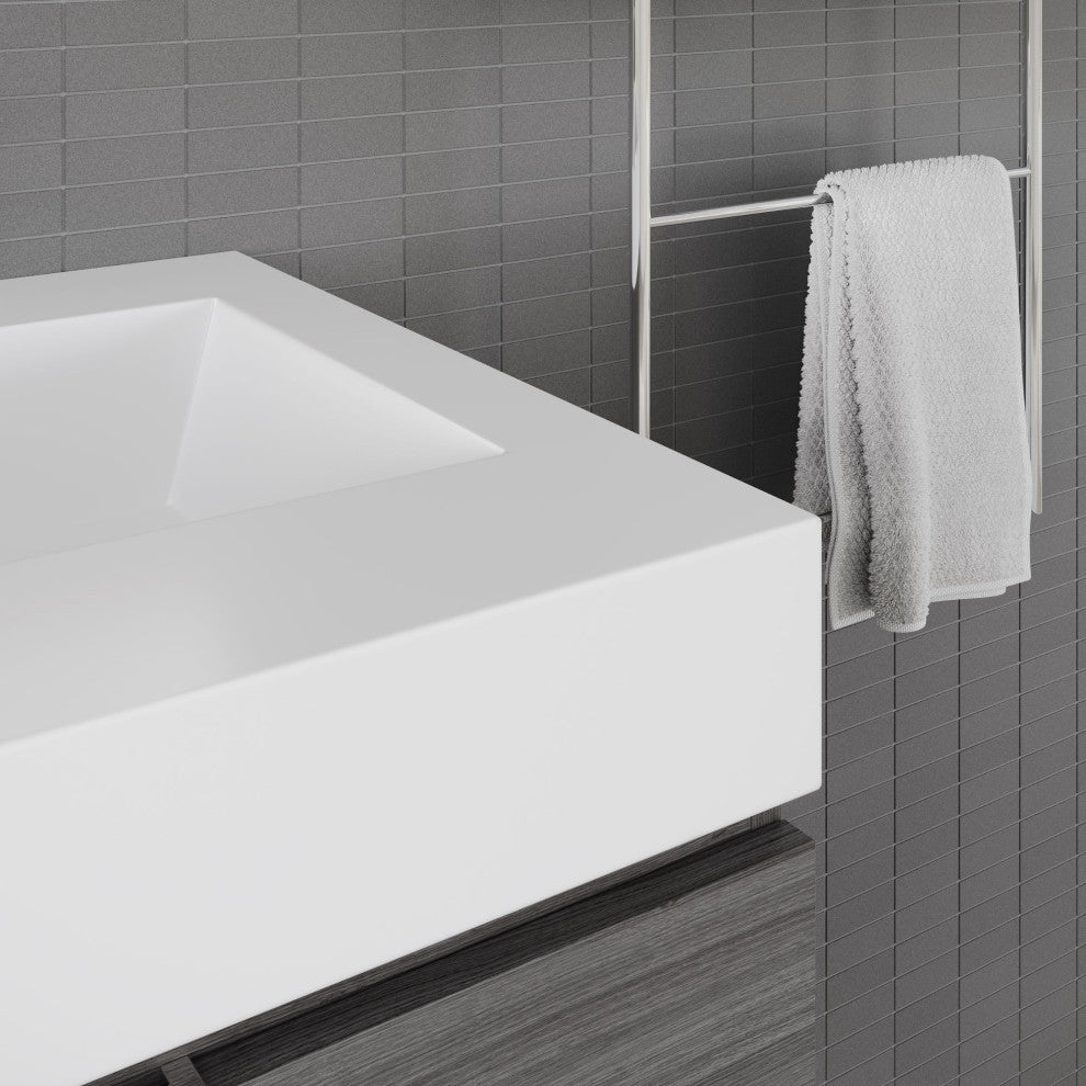 Boutique Bath Vanity, Vulcan Ash Gray, 24", Single Sink, Wall Mount