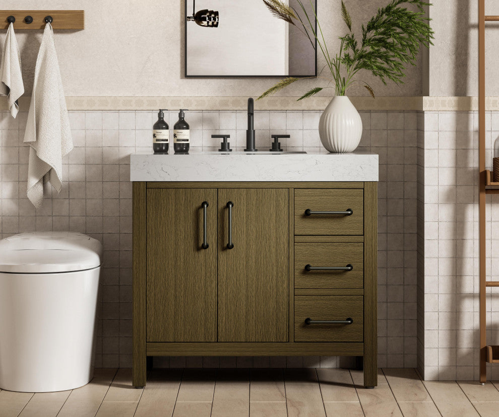 Home Living 36" Single Bathroom Vanity, Chestnut Brown
