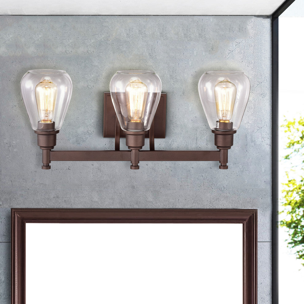 CHLOE Lighting HUDSON Transitional 3-Light Oil Rubbed Bronze Bath Fixture