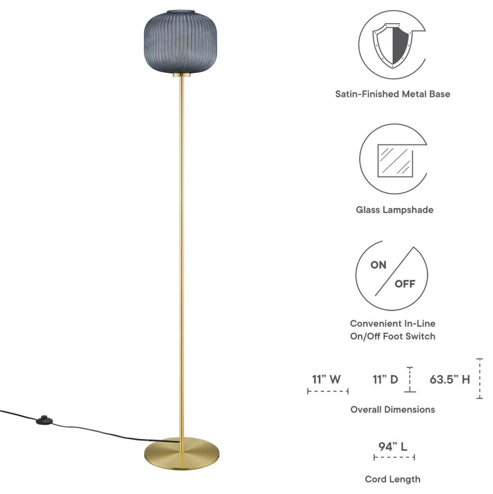 Floor Lamp Light, Gold, Glass, Modern, Mid Century Cafe Bistro Hospitality