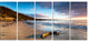 "Looe Cornwall Beach At Sunrise" Modern Beach Wall Art, 5 Panels, 60"x28"