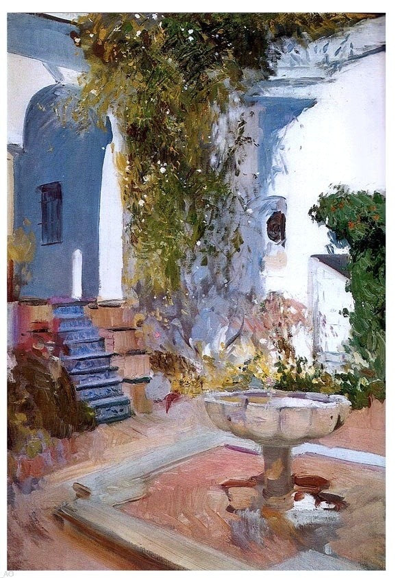 Joaquin Sorolla Y Bastida A Fountain at the Alcazar in Sevilla Wall Decal