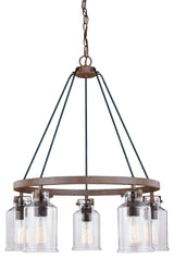 Milone 5-Light Chandelier Textured Rustic Bronze