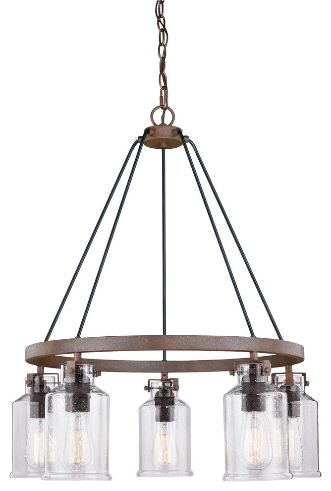 Milone 5-Light Chandelier Textured Rustic Bronze